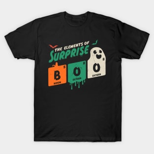 Boo The Elements Of Surprise Halloween Periodic Table T-Shirt